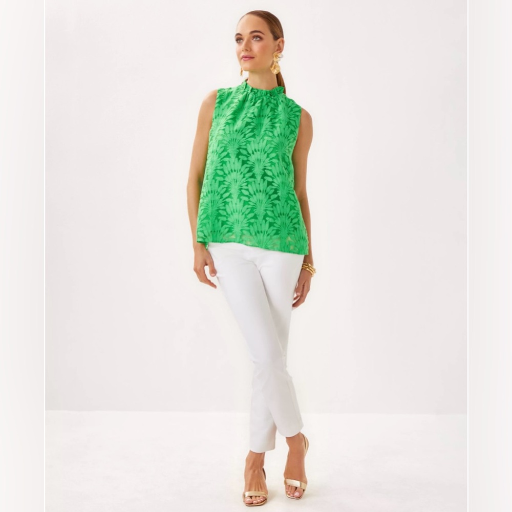 Lilly Pulitzer Sleeveless Green Jacquard Shell Top - Picture 4 of 8